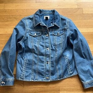 Vintage Lauren Jeans Co Denim Trucker Jacket Faded Blue Button Front Women’s Lar